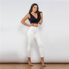 Shiny White Mid Waist Leather Pants Lift & Support