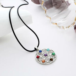 7 Chakra Women Pendant Necklace Leather Chain