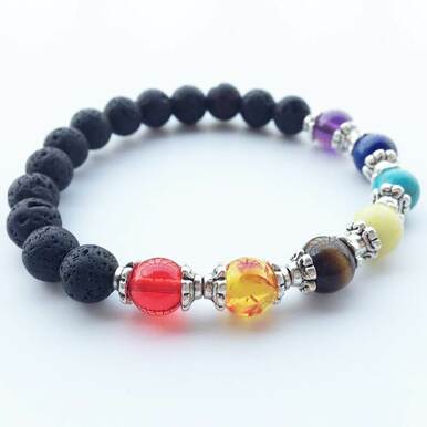 7 Chakra Healing Lava Stone Men Women Bracelet