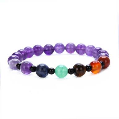 7 Chakra Multi-color Lava Healing Balance Women Bracelet