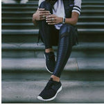 2022 Moto Design Leather-like Varnish Mesh Panels Leggings Hiney Trainer™