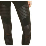 2022 Moto Design Leather-like Varnish Mesh Panels Leggings Hiney Trainer™