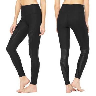 2022 Moto Design Leather-like Varnish Mesh Panels Leggings Hiney Trainer™