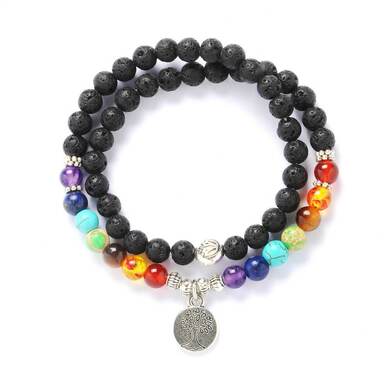 7 Chakra Tree Of Life Charm Men Women Bracelets