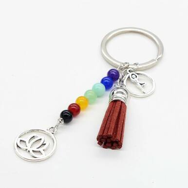 Crystals Stone 7 Chakra Key Chain Ring Pendant For Bag