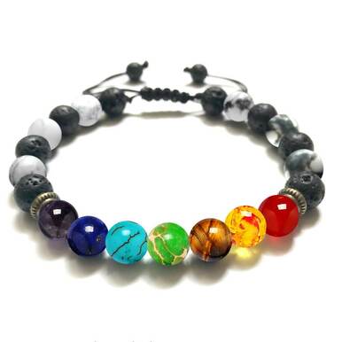 7 Chakra Multi color Beads Stones Women Men Bracelet