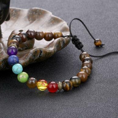 7 Chakra Tiger Eye Stone Women Men Bracelets