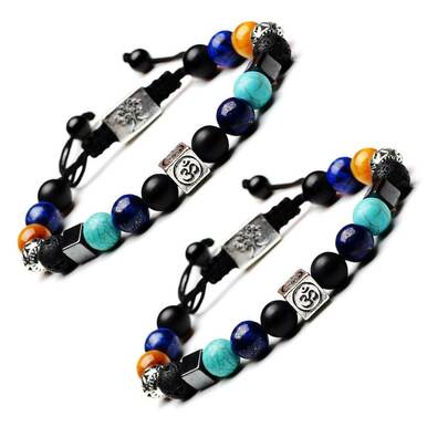 Men Women Black Lava Stone Bracelet