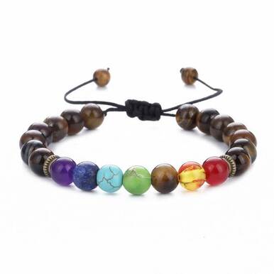 7 Chakra Tiger Eye Stone Women Men Bracelets