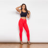 New Red Mid Waist Cotton Leggings Lift & Support