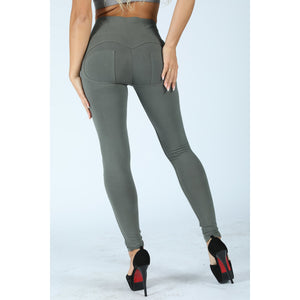 Knitted High Waist Olive Pants Lift & Support