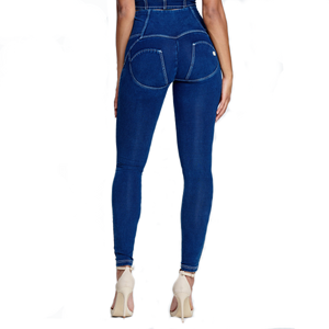 High Rise Front Buttons Dark Blue Denim Lifts & Supports