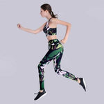 Fashion Workout Set  Printed Crop Top Tracksuit