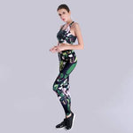 Fashion Workout Set  Printed Crop Top Tracksuit