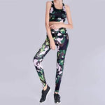 Fashion Workout Set  Printed Crop Top Tracksuit