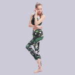 Fashion Workout Set  Printed Crop Top Tracksuit