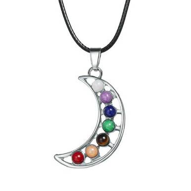 7 Chakra Women Pendant Necklace Leather Chain