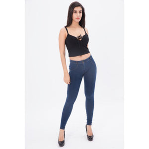 Mid Waist Dark Blue Denim