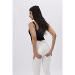 White Knitted Mid Waist Pants Lift & Support