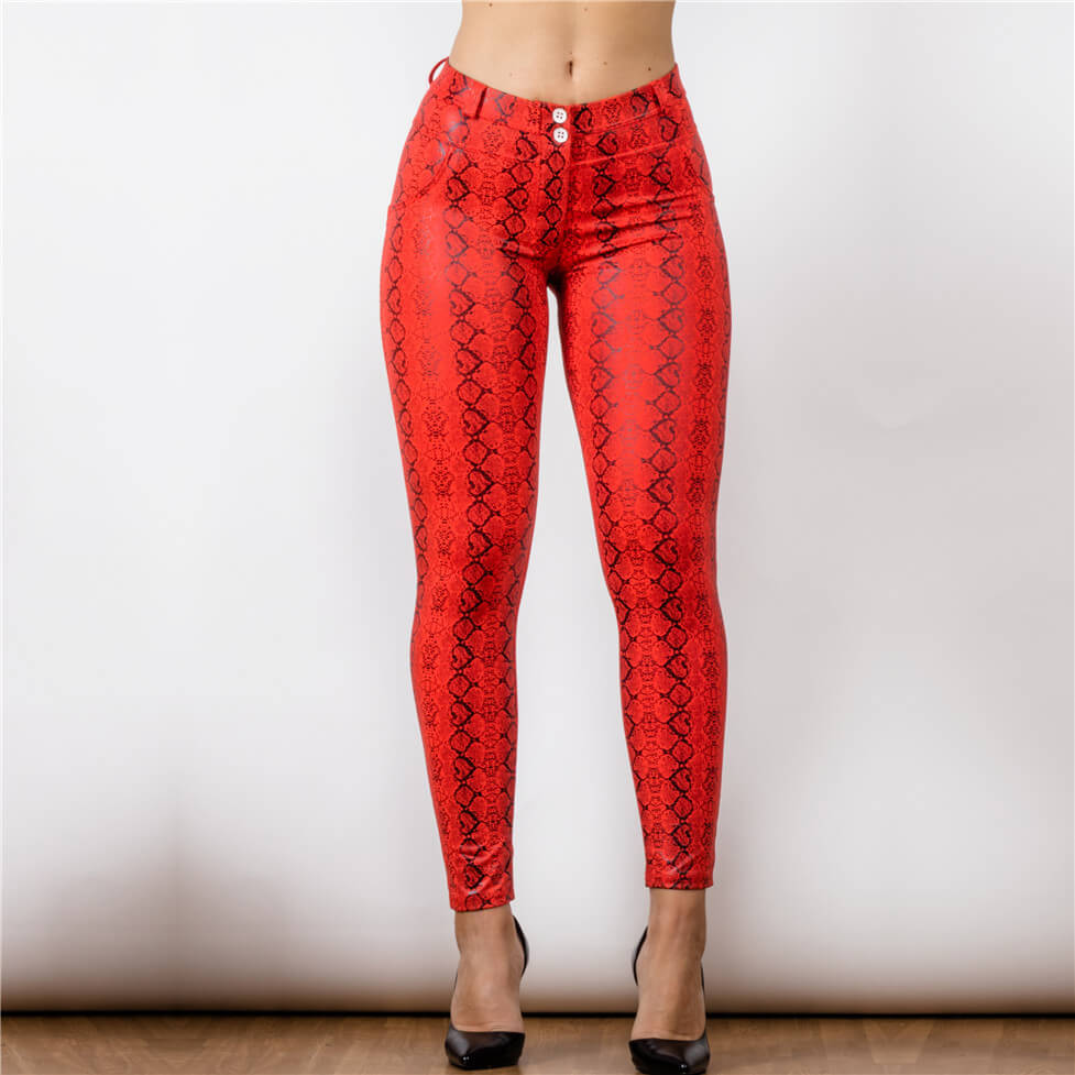 Red Snake Skin Printed leggings Lift & Support