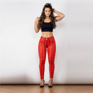 Red Snake Skin Printed leggings Lift & Support