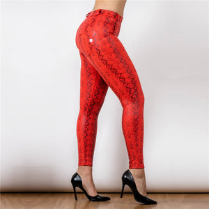 Red Snake Skin Printed leggings Lift & Support