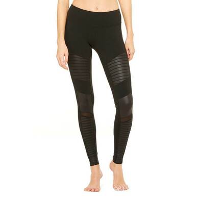 2022 Moto Design Leather-like Varnish Mesh Panels Leggings Hiney Trainer™