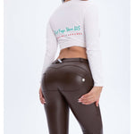 Brown Color Eco-Leather Pants Lifts & Supports