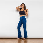 Dark Blue High Waisted Flare Denim Lift & Support