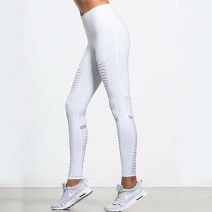 2022 Moto Design Leather-like Varnish Mesh Panels Leggings Hiney Trainer™