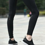2022 Moto Design Leather-like Varnish Mesh Panels Leggings Hiney Trainer™