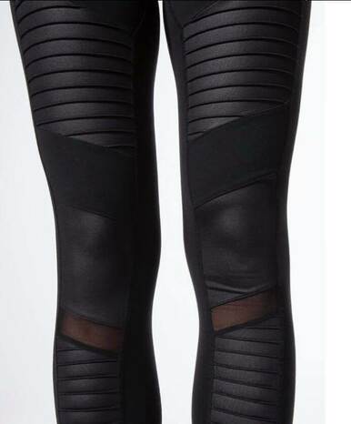 2022 Moto Design Leather-like Varnish Mesh Panels Leggings Hiney Trainer™