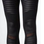 2022 Moto Design Leather-like Varnish Mesh Panels Leggings Hiney Trainer™