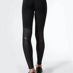 2022 Moto Design Leather-like Varnish Mesh Panels Leggings Hiney Trainer™
