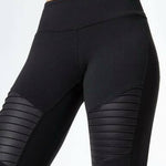 2022 Moto Design Leather-like Varnish Mesh Panels Leggings Hiney Trainer™